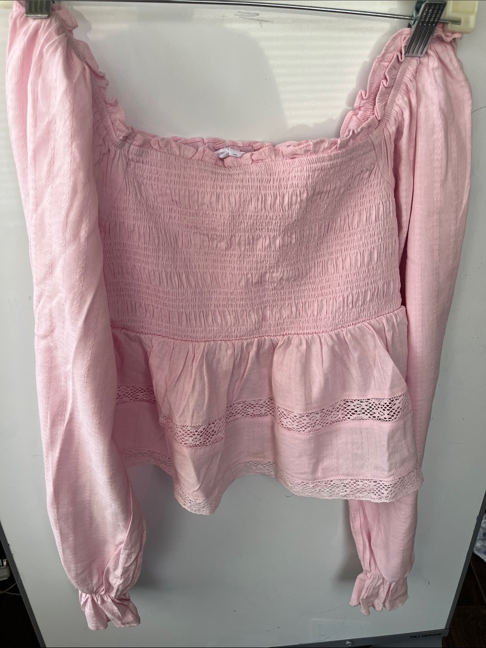 Celebrity Pink Light Pink Smocked Peplum Blouse